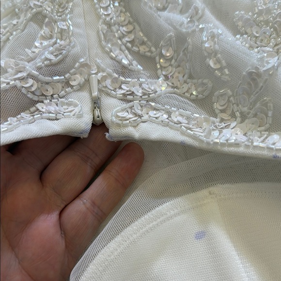 Lulus Momentous Love White Beaded Bustier Mesh Mermaid Maxi Dress Size Large - Picture 13 of 16